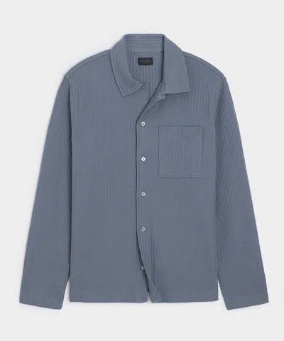 Todd Snyder Knit Seersucker Shirt In Deep Springs In Blue