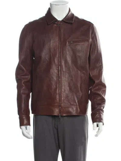 Pre-owned Todd Snyder Lamb Leather Moto Jacket In Brown