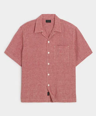 Todd Snyder Linen Capri Shirt In Red Gingham In Pink