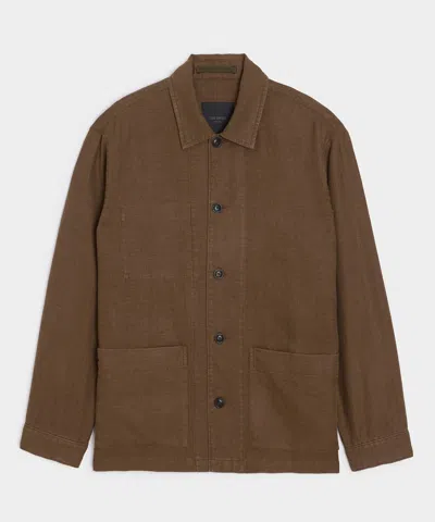 Todd Snyder Linen Chore Coat In Cigar In Brown