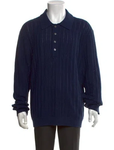 Pre-owned Todd Snyder Linen Collar Polo Sweater In Blue