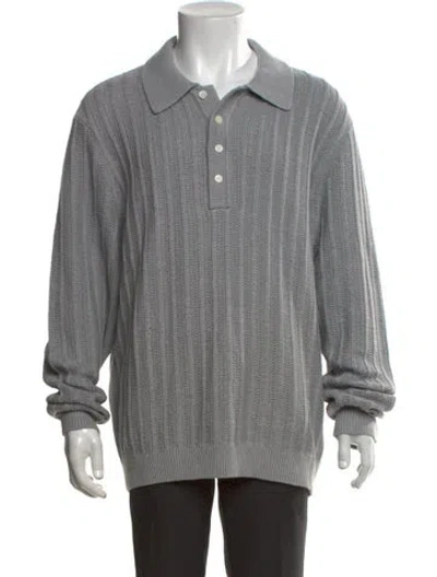 Pre-owned Todd Snyder Linen Collar Polo Sweater W/ Tags In Grey