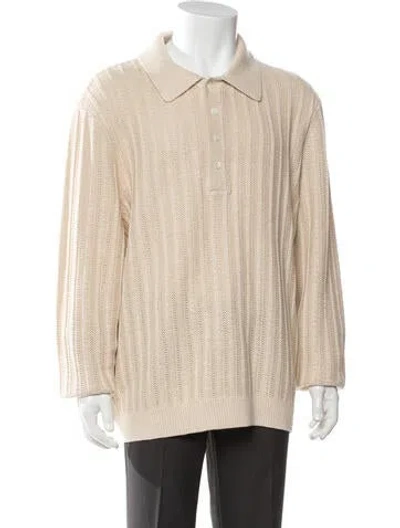 Pre-owned Todd Snyder Linen Collar Polo Sweater W/ Tags In Neutrals