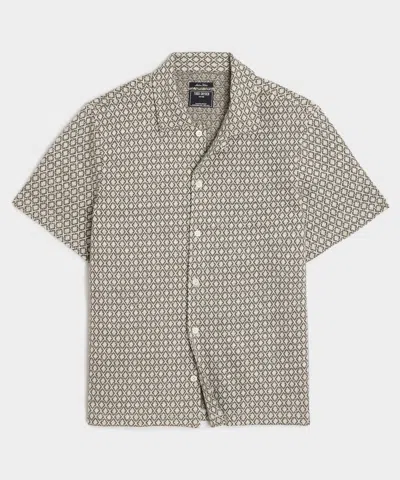 Todd Snyder Linen-cotton Geometric Knit Shirt In Green