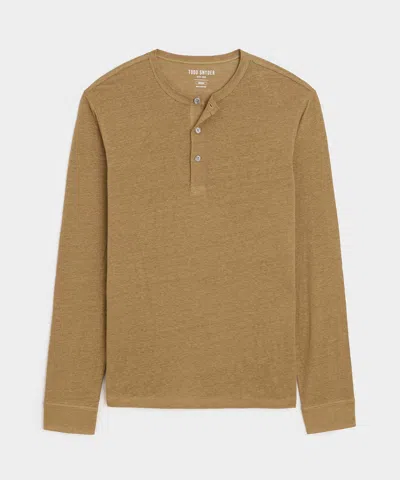 Todd Snyder Linen Henley In Brown