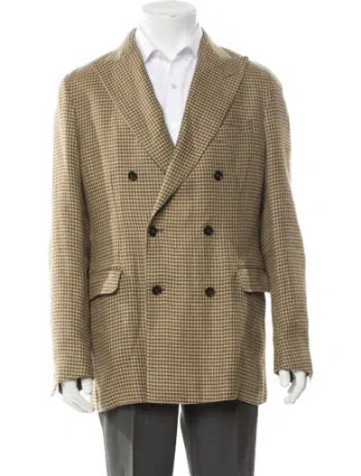 Pre-owned Todd Snyder Linen Houndstooth Print Sport Coat In Neutral