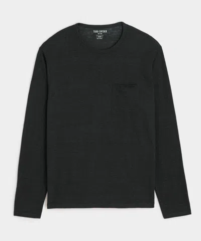 Todd Snyder Linen Jersey Pocket Tee In Black