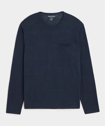 TODD SNYDER MEN'S LINEN JERSEY POCKET TEE IN CLASSIC NAVY, SIZE XXL