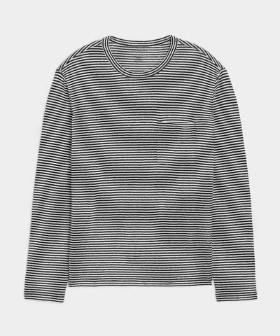 Todd Snyder Linen Jersey Tee In Captain Navy Stripe In Multi