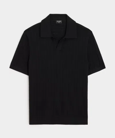 Todd Snyder Linen Montauk Sweater Polo In Black