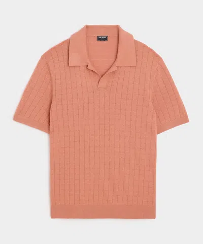 Todd Snyder Linen Montauk Sweater Polo In Pink