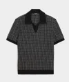 Todd Snyder Linen Patterned Montauk Sweater Polo In Black