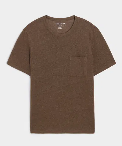Todd Snyder Linen Pocket Tee In Hopsack In Brown