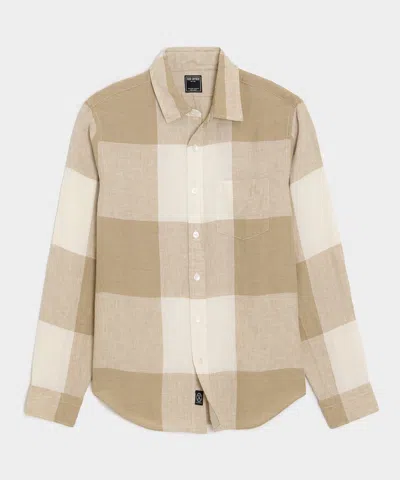 Todd Snyder Linen Point Collar Shirt In Desert Beige In Multi