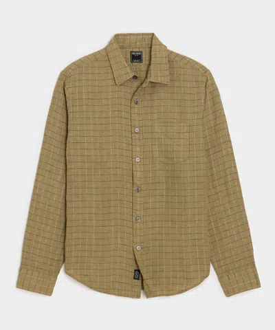 Todd Snyder Linen Point Collar Shirt In Light Sage In Brown