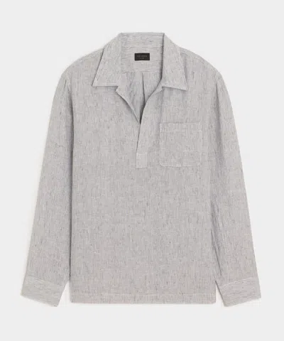 Todd Snyder Linen Popover Shirt In Blue In Gray