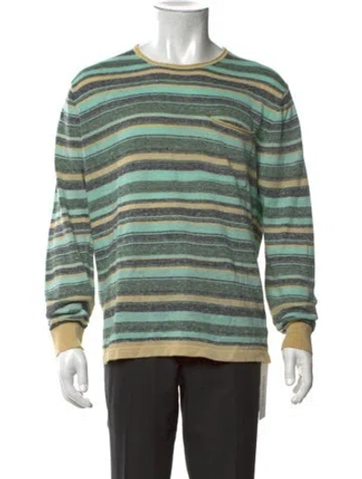 Pre-owned Todd Snyder Linen Striped Pullover In Green