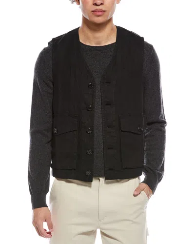 Todd Snyder Linen Utility Vest In Black