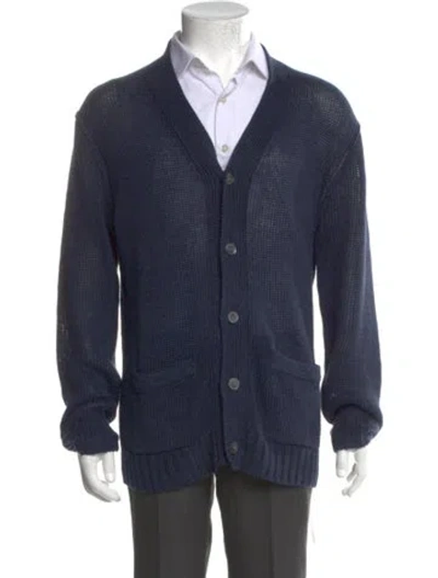 Pre-owned Todd Snyder Linen V-neck Cardigan In Blue