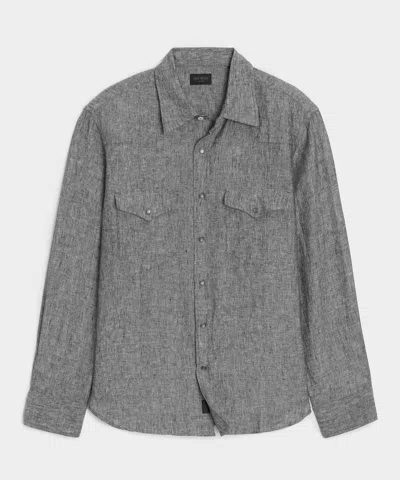 Todd Snyder Linen Western Shirt In Black In Gray