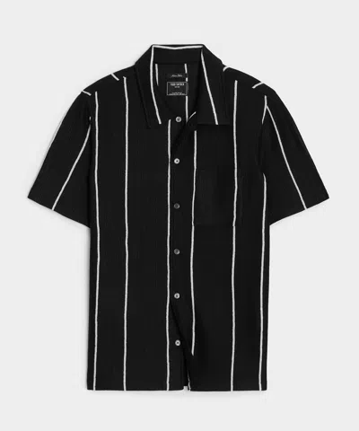 Todd Snyder Linen-cotton Knit Shirt In Black Stripe