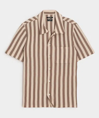 Todd Snyder Linen-cotton Knit Shirt In Tan Stripe In Brown