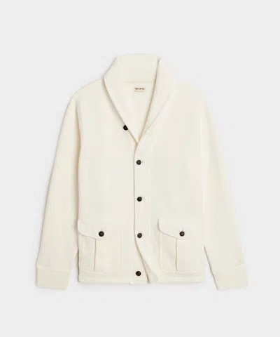 Todd Snyder Made In L.a. Fleece Shawl Cardigan In Coastal White