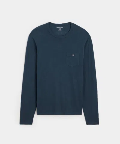 Todd Snyder Made In L.a. Homespun Slub Pocket Tee In Original Navy In Blue
