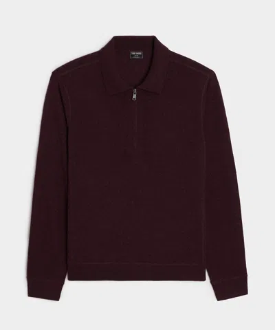 Todd Snyder Men's Cashmere Quarter-zip Polo In Winestain, Size Xs In Burgundy