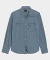 Todd Snyder Men's Chambray Western Shirt In Indigo, Size L In Blue