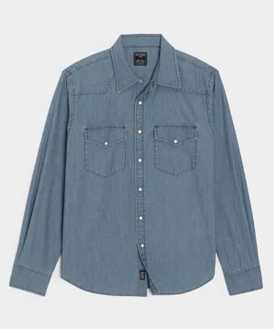 Todd Snyder Men's Chambray Western Shirt In Indigo, Size L In Blue