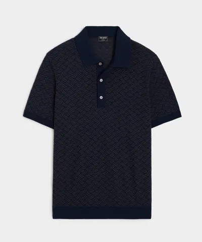 Todd Snyder Men's Cotton Basketweave Sweater Polo In Navy, Size Xl In Black