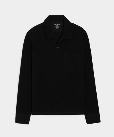 Todd Snyder Men's Cotton Mini Waffle Polo In Blacktop, Size L