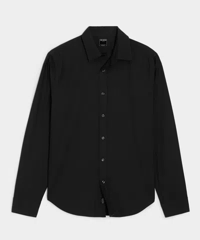 TODD SNYDER MEN'S COTTON TWILL LONG POINT COLLAR SHIRT IN BLACK, SIZE XXL
