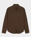 Todd Snyder Men's Cotton Twill Long Point Collar Shirt In Dark Brown, Size Xxl In Brown