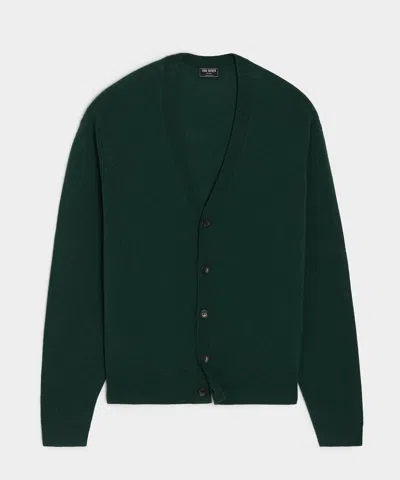 Todd Snyder Men's Cropped Cashmere Cardigan In Evergreen, Size L In Green