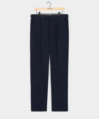 TODD SNYDER MEN'S ITALIAN BRUSHED COTTON SIDE TAB TROUSER IN NAVY, SIZE 38/32