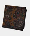 Todd Snyder Men's Italian Wool Paisley Pocket Square In Gold, Size O/s In Brown