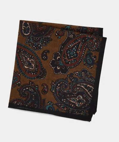 Todd Snyder Men's Italian Wool Paisley Pocket Square In Gold, Size O/s In Brown