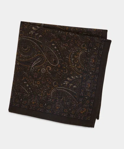 Todd Snyder Men's Italian Wool Perfect Paisley Pocket Square In Olive, Size O/s In Black