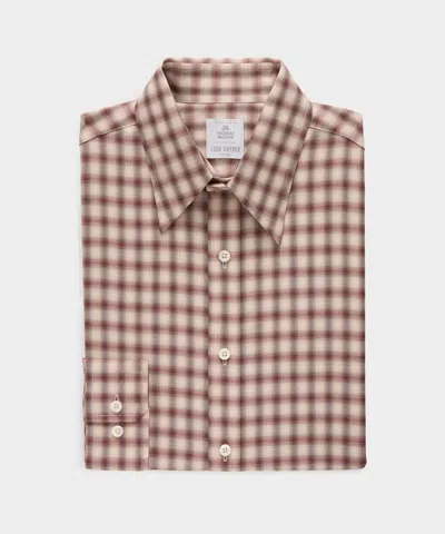 Todd Snyder Men's Lightweight Flannel Long Point Collar Dress Shirt In Brown, Size 18