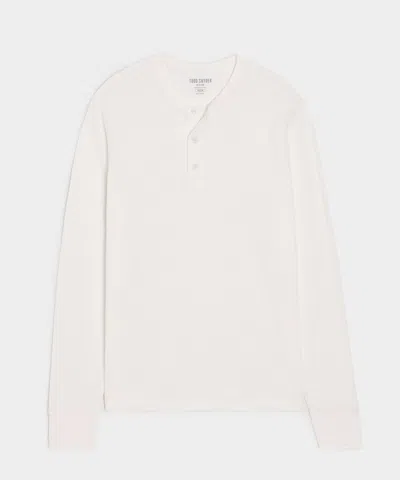 Todd Snyder Men's Lightweight Mini Waffle Henley In Antique White, Size Xxl In Neutral