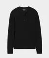 Todd Snyder Men's Lightweight Mini Waffle Henley In Blacktop, Size L In Black