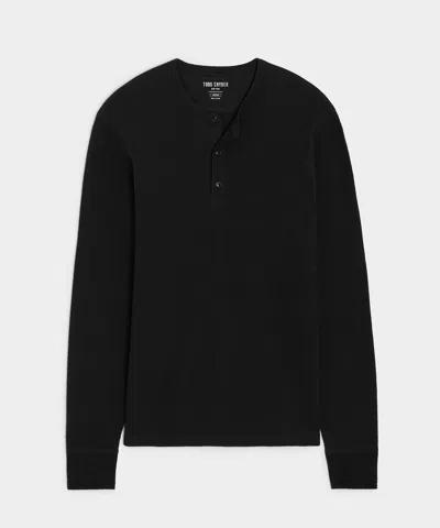 Todd Snyder Men's Lightweight Mini Waffle Henley In Blacktop, Size L
