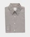 Todd Snyder Men's Poplin Long Point Collar Dress Shirt In Brown, Size 18 In Gray