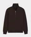 Todd Snyder Men's Portuguese Terry Quarter-zip Sweatshirt In Dark Mocha, Size Xl In Brown
