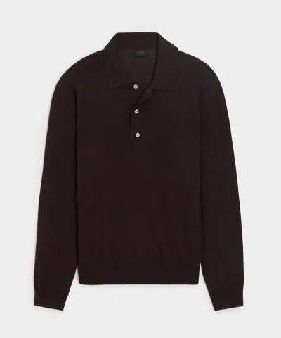 Todd Snyder Merino Sweater Polo In Espresso Bean In Brown
