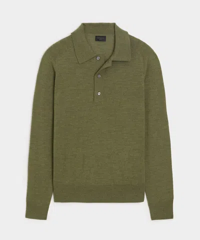 Todd Snyder Merino Sweater Polo In Fogstone In Green