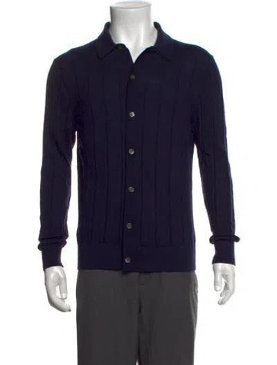 Pre-owned Todd Snyder Merino Wool Collar Cardigan In Blue