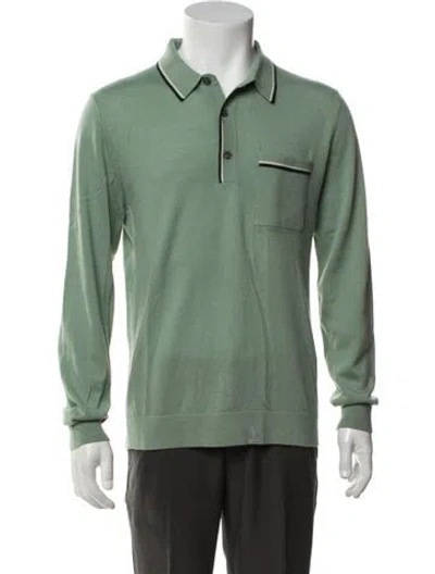 Pre-owned Todd Snyder Merino Wool Collar Polo Sweater In Green